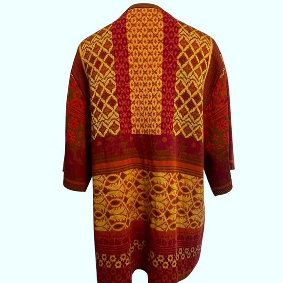 Coldwater Creek Single Button Cardigan Womens Large Rust Berry & Camel Sweater - Picture 3 of 7